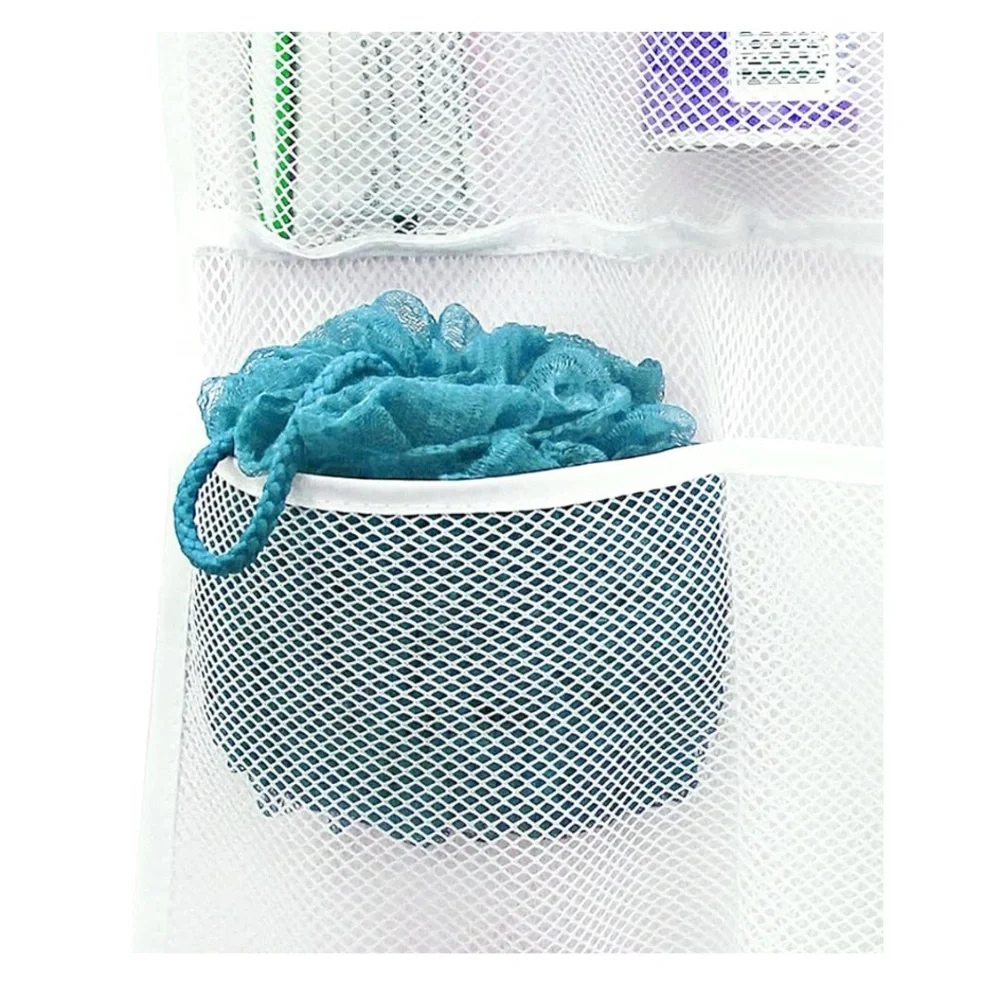 S&T Inc Mesh Shower Organizer Caddy 7 Pocket Hanging Bathroom Storage White